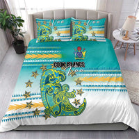 Cook Islands Va'a Race Bedding Set Te Tatau Tattoos Sporty Style Turquoise Color - Polynesian Pride