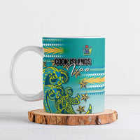 Personalised Cook Islands Va'a Race Ceramic Mug Te Tatau Tattoos Sporty Style Turquoise Color - Polynesian Pride