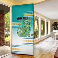 Personalised Cook Islands Va'a Race Door Cover Te Tatau Tattoos Sporty Style Turquoise Color - Polynesian Pride