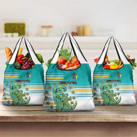 Cook Islands Va'a Race Grocery Bag Te Tatau Tattoos Sporty Style Turquoise Color - Polynesian Pride