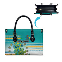 Cook Islands Va'a Race Leather Bag Te Tatau Tattoos Sporty Style Turquoise Color - Polynesian Pride