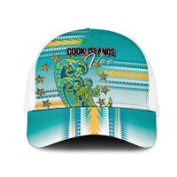 Cook Islands Va'a Race Mesh Trucker Cap Te Tatau Tattoos Sporty Style Turquoise Color LT03 One Size White Turquoise - Polynesian Pride