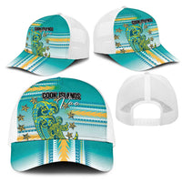 Cook Islands Va'a Race Mesh Trucker Cap Te Tatau Tattoos Sporty Style Turquoise Color LT03 - Polynesian Pride