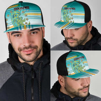 Cook Islands Va'a Race Mesh Trucker Cap Te Tatau Tattoos Sporty Style Turquoise Color LT03 - Polynesian Pride