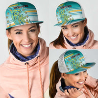 Cook Islands Va'a Race Mesh Trucker Cap Te Tatau Tattoos Sporty Style Turquoise Color LT03 - Polynesian Pride