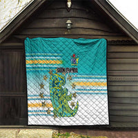 Cook Islands Va'a Race Quilt Te Tatau Tattoos Sporty Style Turquoise Color - Polynesian Pride