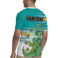 Personalised Cook Islands Va'a Race Rugby Jersey Te Tatau Tattoos Sporty Style Turquoise Color - Polynesian Pride