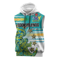 Personalised Cook Islands Va'a Race Sleeveless Hoodie Te Tatau Tattoos Sporty Style Turquoise Color - Polynesian Pride