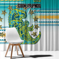 Cook Islands Va'a Race Window Curtain Te Tatau Tattoos Sporty Style Turquoise Color - Polynesian Pride