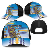 Cook Islands Va'a Race Baseball Net Cap Te Tatau Tattoos Sporty Style Glory Blue Color LT03 One Size White Blue - Polynesian Pride