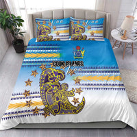 Cook Islands Va'a Race Bedding Set Te Tatau Tattoos Sporty Style Glory Blue Color - Polynesian Pride