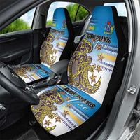 Cook Islands Va'a Race Car Seat Cover Te Tatau Tattoos Sporty Style Glory Blue Color - Polynesian Pride