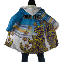 Personalised Cook Islands Va'a Race Cloak Te Tatau Tattoos Sporty Style Glory Blue Color - Polynesian Pride