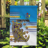 Cook Islands Va'a Race Garden Flag Te Tatau Tattoos Sporty Style Glory Blue Color - Polynesian Pride