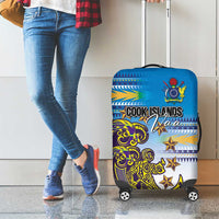 Cook Islands Va'a Race Luggage Cover Te Tatau Tattoos Sporty Style Glory Blue Color - Polynesian Pride