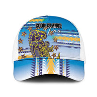 Cook Islands Va'a Race Mesh Trucker Cap Te Tatau Tattoos Sporty Style Glory Blue Color LT03 One Size White Blue - Polynesian Pride