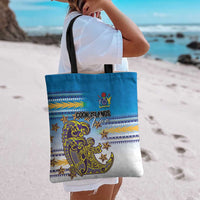 Cook Islands Va'a Race Tote Bag Te Tatau Tattoos Sporty Style Glory Blue Color - Polynesian Pride