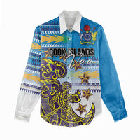 Personalised Cook Islands Va'a Race Women Casual Shirt Te Tatau Tattoos Sporty Style Glory Blue Color - Polynesian Pride