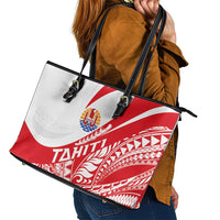 Tahiti Va'a Race Leather Tote Bag Polynesian Tattoos Sporty Style - Polynesian Pride