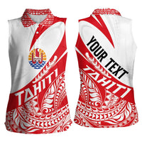 Personalised Tahiti Va'a Race Women Sleeveless Polo Shirt Polynesian Tattoos Sporty Style - Polynesian Pride