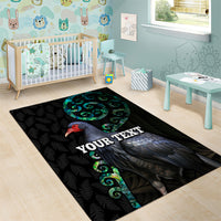 Custom Pukeko New Zealand Area Rug Koru Papua Shell with Silver Fern Pattern LT03 - Polynesian Pride