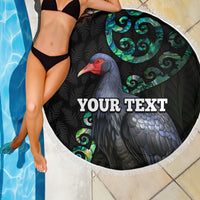 Custom Pukeko New Zealand Beach Blanket Koru Papua Shell with Silver Fern Pattern LT03 - Polynesian Pride