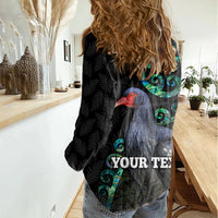 Custom Pukeko New Zealand Women Casual Shirt Koru Papua Shell with Silver Fern Pattern LT03 - Polynesian Pride