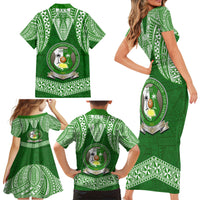 Tonga Liahona High School Family Matching Short Sleeve Bodycon Dress and Hawaiian Shirt Traditional Ngatu and Polynesian Pattern LT03 - Polynesian Pride