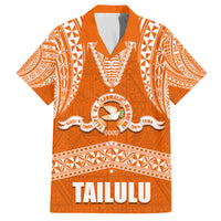 Tonga Tailulu College Family Matching Off Shoulder Short Dress and Hawaiian Shirt Traditional Ngatu and Polynesian Pattern LT03 Dad's Shirt - Short Sleeve Orange - Polynesian Pride