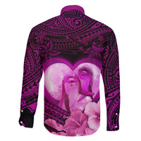 Dolphin Couple Love Story Valentine Day Family Matching Summer Maxi Dress and Hawaiian Shirt With Polynesian Tribal Tattoo Pink Style LT03 - Polynesian Pride
