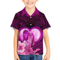 Dolphin Couple Love Story Valentine Day Kid Hawaiian Shirt With Polynesian Tribal Tattoo Pink Style LT03 Kid Pink - Polynesian Pride