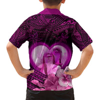 Dolphin Couple Love Story Valentine Day Kid Hawaiian Shirt With Polynesian Tribal Tattoo Pink Style LT03 - Polynesian Pride