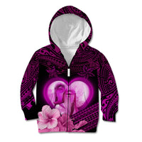 Dolphin Couple Love Story Valentine Day Kid Hoodie With Polynesian Tribal Tattoo Pink Style LT03 Zip Hoodie Pink - Polynesian Pride