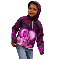 Dolphin Couple Love Story Valentine Day Kid Hoodie With Polynesian Tribal Tattoo Pink Style LT03 - Polynesian Pride