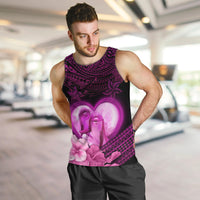 Dolphin Couple Love Story Valentine Day Men Tank Top With Polynesian Tribal Tattoo Pink Style LT03 Pink - Polynesian Pride