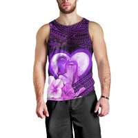 Dolphin Couple Love Story Valentine Day Men Tank Top With Polynesian Tribal Tattoo Purple Style LT03 - Polynesian Pride