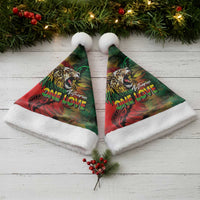 Aotearoa One Love Christmas Santa Hat Reggae Lion with Kakahu Huruhuru