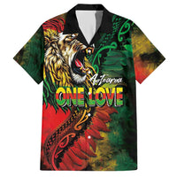 Aotearoa One Love Hawaiian Shirt Reggae Lion with Kakahu Huruhuru