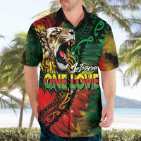 Aotearoa One Love Hawaiian Shirt Reggae Lion with Kakahu Huruhuru