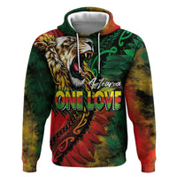 Aotearoa One Love Hoodie Reggae Lion with Kakahu Huruhuru