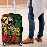 Aotearoa One Love Luggage Cover Reggae Lion with Kakahu Huruhuru