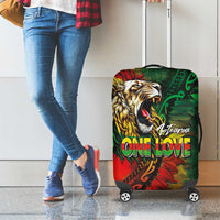 Aotearoa One Love Luggage Cover Reggae Lion with Kakahu Huruhuru