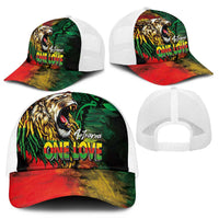 Aotearoa One Love Mesh Trucker Cap Reggae Lion with Kakahu Huruhuru