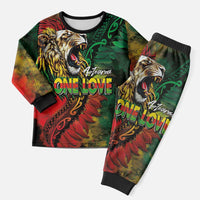 Aotearoa One Love Christmas Pajama Set Reggae Lion with Kakahu Huruhuru