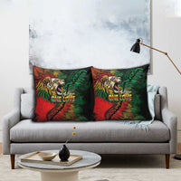 Aotearoa One Love Pillow Cover Reggae Lion with Kakahu Huruhuru