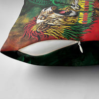 Aotearoa One Love Pillow Cover Reggae Lion with Kakahu Huruhuru