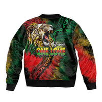 Aotearoa One Love Sleeve Zip Bomber Jacket Reggae Lion with Kakahu Huruhuru LT03 - Polynesian Pride