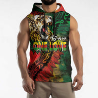 Aotearoa One Love Sleeveless Hoodie Reggae Lion with Kakahu Huruhuru LT03 - Polynesian Pride