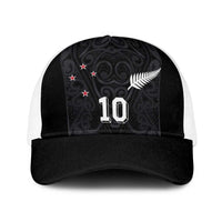Custom Aotearoa Rugby Baseball Net Cap Fern Blacks-Traditional Maori Motifs Design