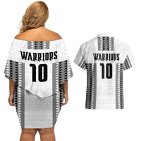 Fiji Rugby Warriors Couples Matching Off Shoulder Short Dress and Hawaiian Shirt Masi Tribal Pattern Go Champion 2024